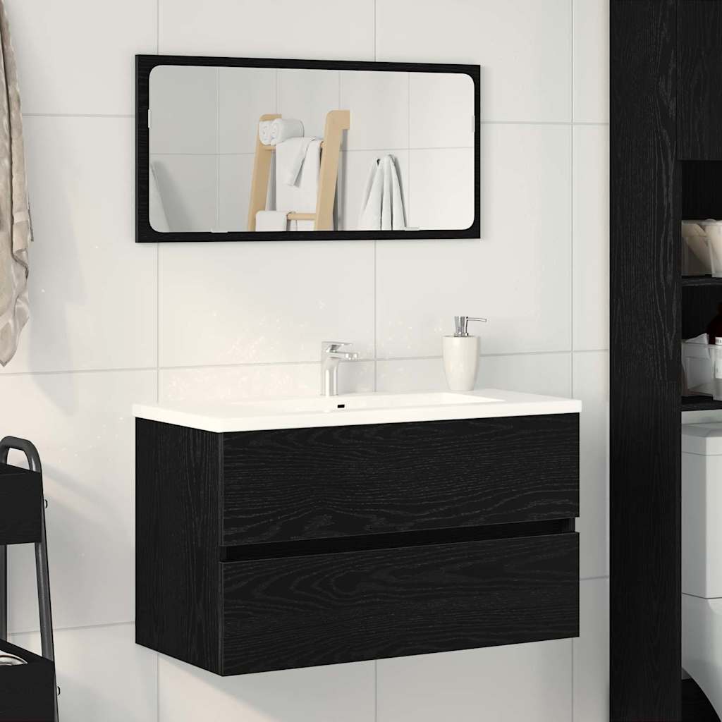 Mobile Lavabo Rovere Nero 80x38,5x45 cm in Legno Multistrato | homemem39