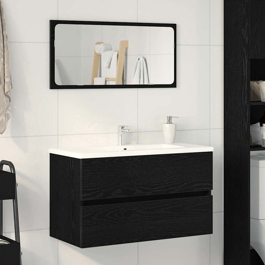 Mobile Lavabo Rovere Nero 80x38,5x45 cm in Legno Multistrato | homemem39