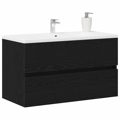 Mobile Lavabo Rovere Nero 80x38,5x45 cm in Legno Multistrato | homemem39