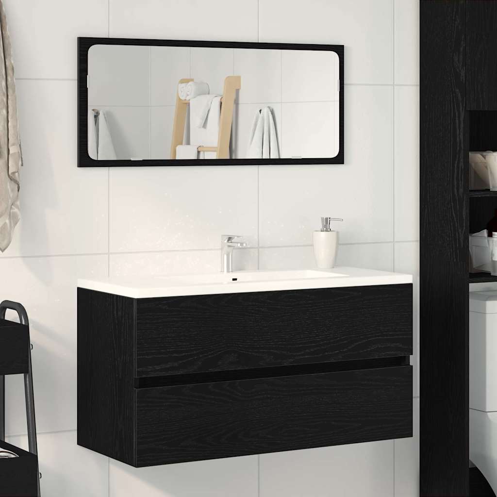 Mobile Lavabo Rovere Nero 90x38,5x45 cm in Legno Multistrato | homemem39