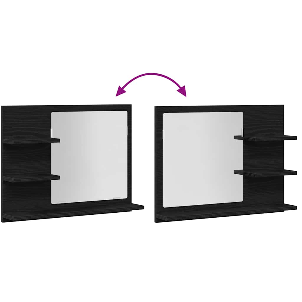 Specchio da Bagno Rovere Nero 60x10,5x45 cm Legno Multistrato | homemem39
