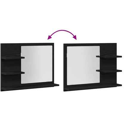 Specchio da Bagno Rovere Nero 60x10,5x45 cm Legno Multistrato | homemem39