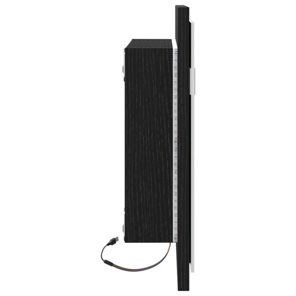 Specchio da Bagno con Luci LED Rovere Nero 60x8,5x37 cm | homemem39