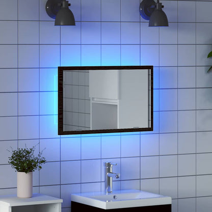 Specchio da Bagno con Luci LED Rovere Nero 60x8,5x37 cm | homemem39