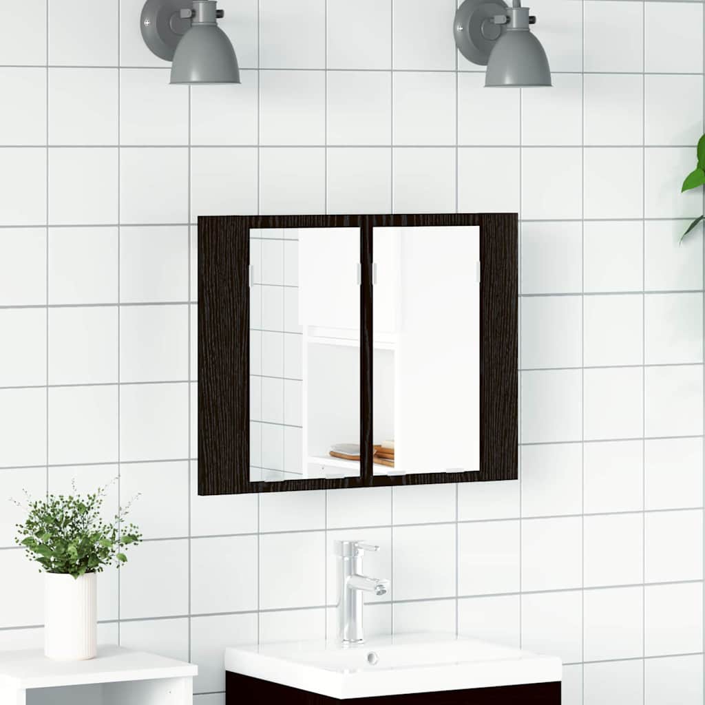 Mobiletto per specchio da bagno Rovere Nero 60 x 12 x 45 cm | homemem39
