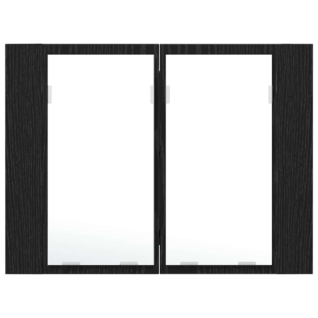 Mobiletto per specchio da bagno Rovere Nero 60 x 12 x 45 cm | homemem39