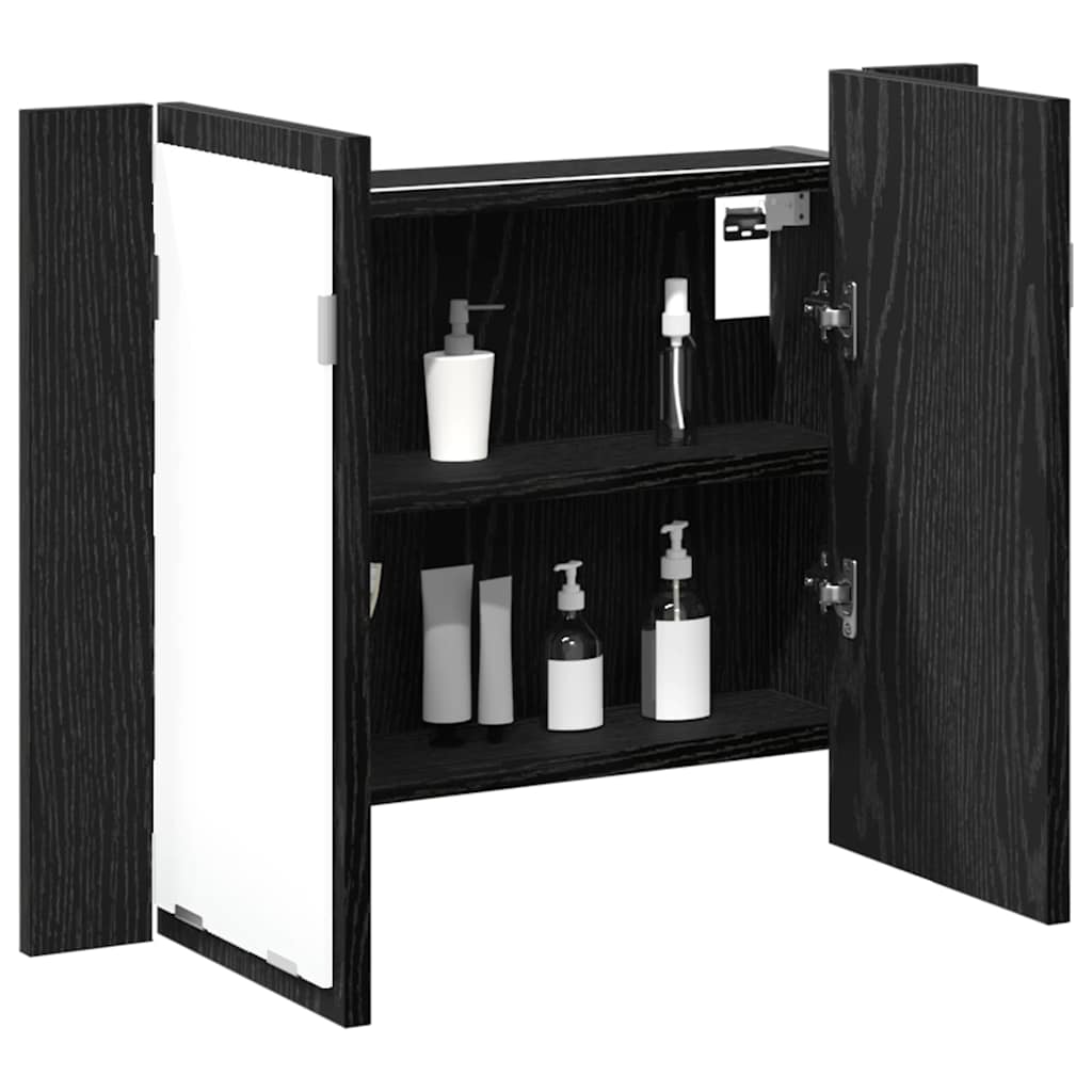 Mobiletto per specchio da bagno Rovere Nero 60 x 12 x 45 cm | homemem39