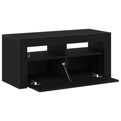Mobile TV Rovere Nero 90 x 35 x 40 cm Legno multistrato