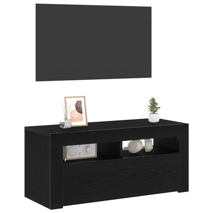 Mobile TV Rovere Nero 90 x 35 x 40 cm Legno multistrato