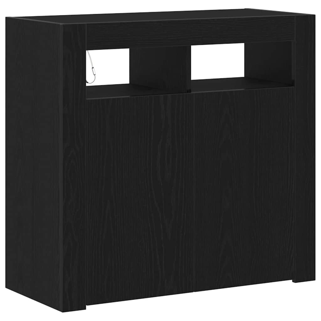 Credenza Rovere Nero 80 x 35 x 75 cm Legno multistrato