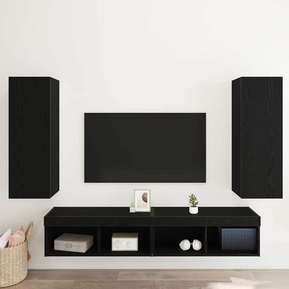 Mobile TV da Parete 2 pcs Rovere Nero 30,5 x 30 x 90 cm