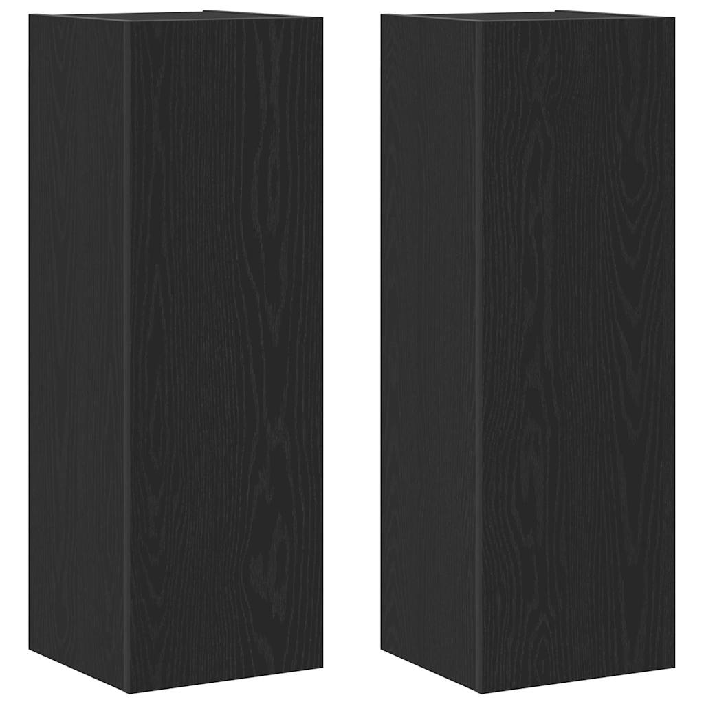 Mobile TV da Parete 2 pcs Rovere Nero 30,5 x 30 x 90 cm