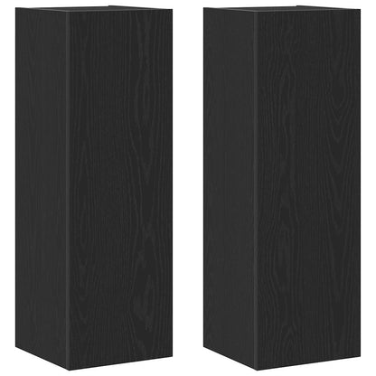 Mobile TV da Parete 2 pcs Rovere Nero 30,5 x 30 x 90 cm