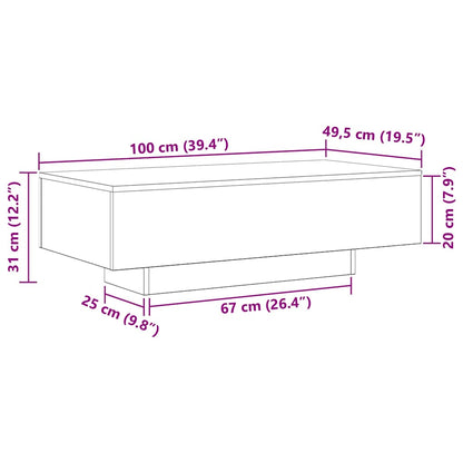 Tavolino da salotto Rovere Nero 100 x 49,5 x 31 cm | homemem39