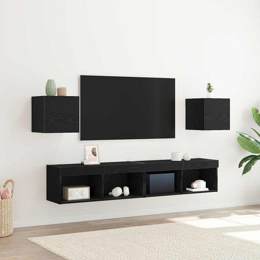 Mobile TV da parete 2 pcs Rovere Nero 30,5 x 30 x 30 cm