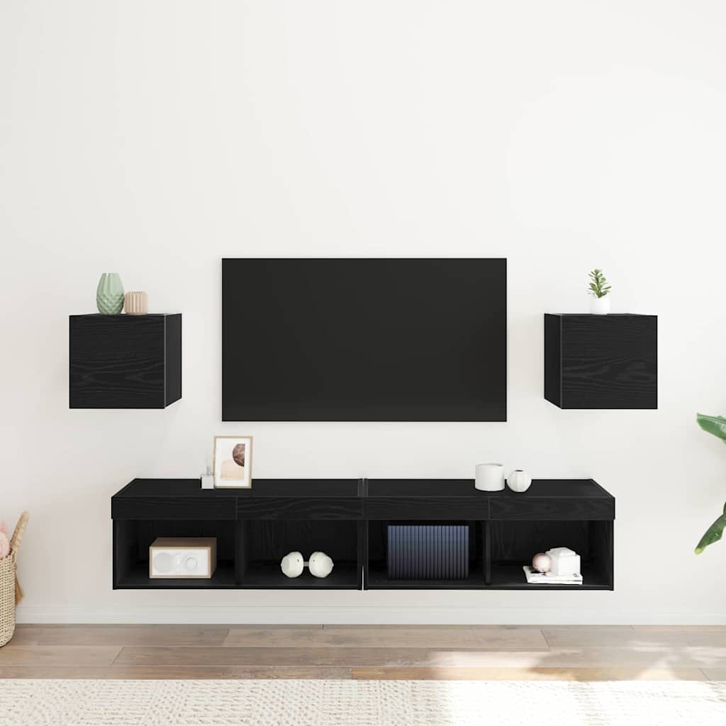 Mobile TV da parete 2 pcs Rovere Nero 30,5 x 30 x 30 cm | homemem39