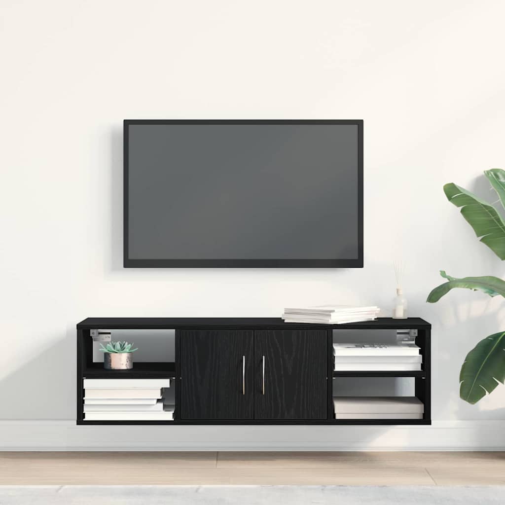 Scaffale da parete con lo scaffale Rovere Nero 102 x 30 x 29 cm | homemem39