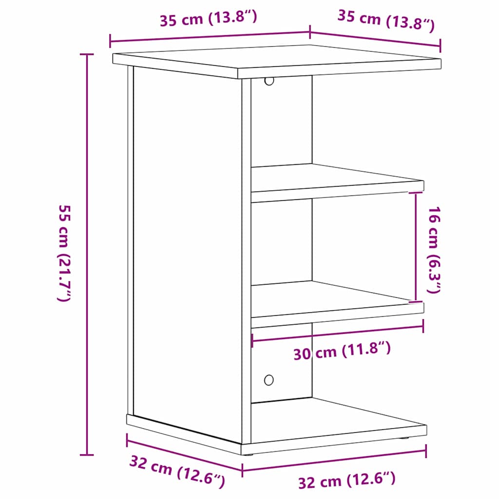 Mobile laterale Rovere Nero 35 x 35 x 55 cm Legno multistrato