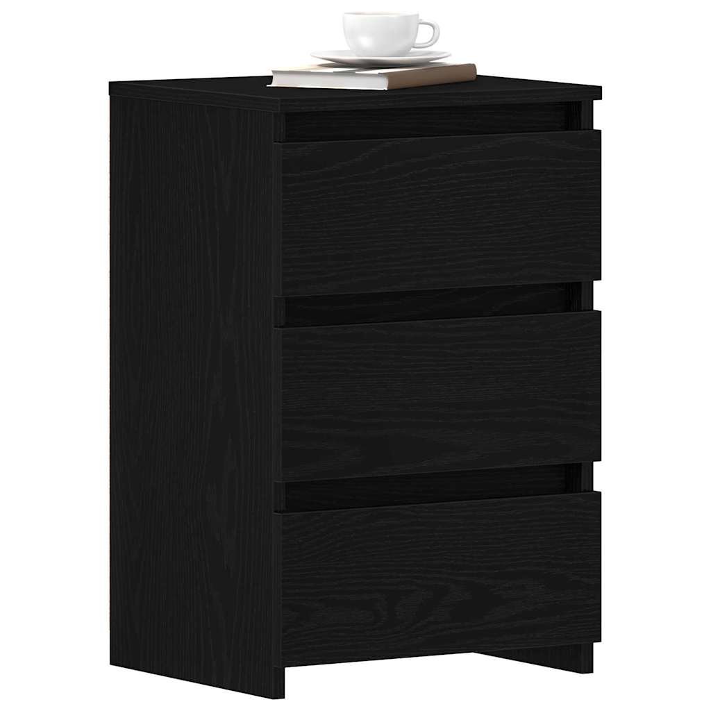 Armadio da Notte con cassetto Rovere Nero 40 x 35 x 62,5 cm