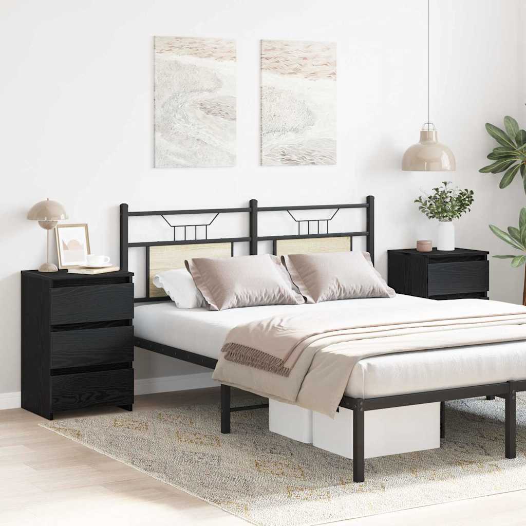 Armadio da Notte 2 pcs Rovere Nero 40 x 35 x 62,5 cm