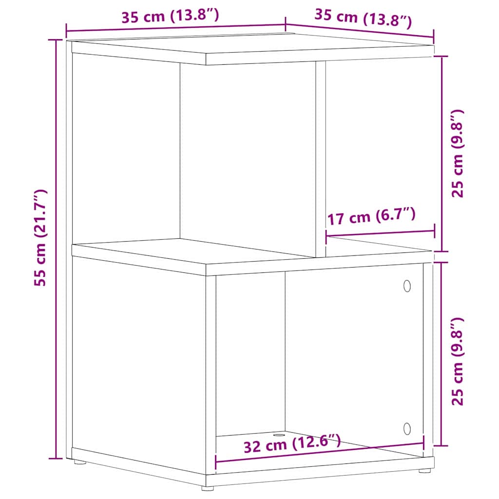 Armadio da Notte 2 pcs Rovere Nero 35 x 35 x 55 cm