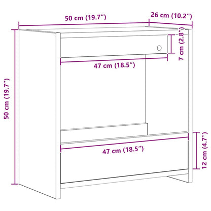 Tavolo laterale Rovere Nero 50 x 26 x 50 cm Legno multistrato