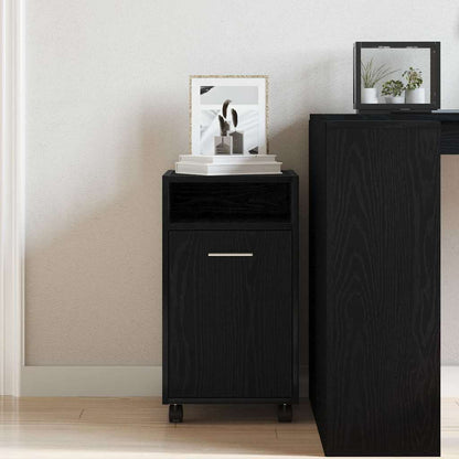 Armadio Laterale Su Ruote con ruota Rovere Nero 33 x 38 x 60 cm | homemem39