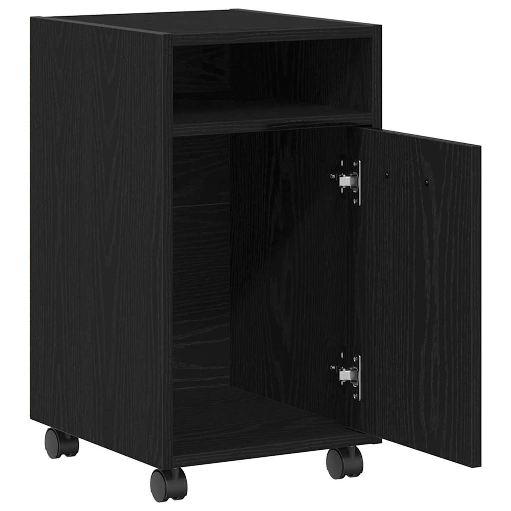 Armadio Laterale Su Ruote con ruota Rovere Nero 33 x 38 x 60 cm