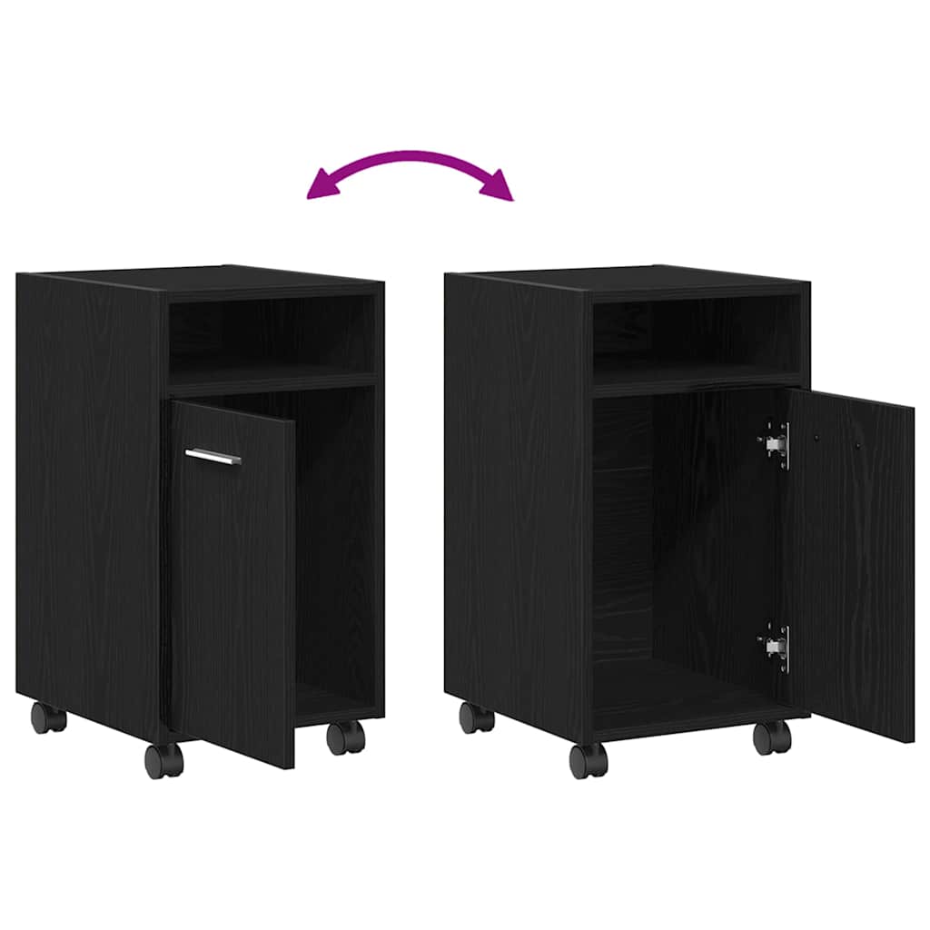 Armadio Laterale Su Ruote con ruota Rovere Nero 33 x 38 x 60 cm | homemem39