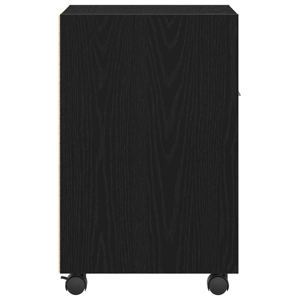 Armadio Laterale Su Ruote con ruota Rovere Nero 33 x 38 x 60 cm