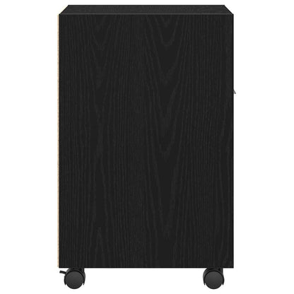 Armadio Laterale Su Ruote con ruota Rovere Nero 33 x 38 x 60 cm