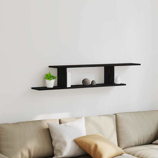 Mensola per TV da fissare a muro Rovere Nero 125 x 18 x 23 cm | homemem39