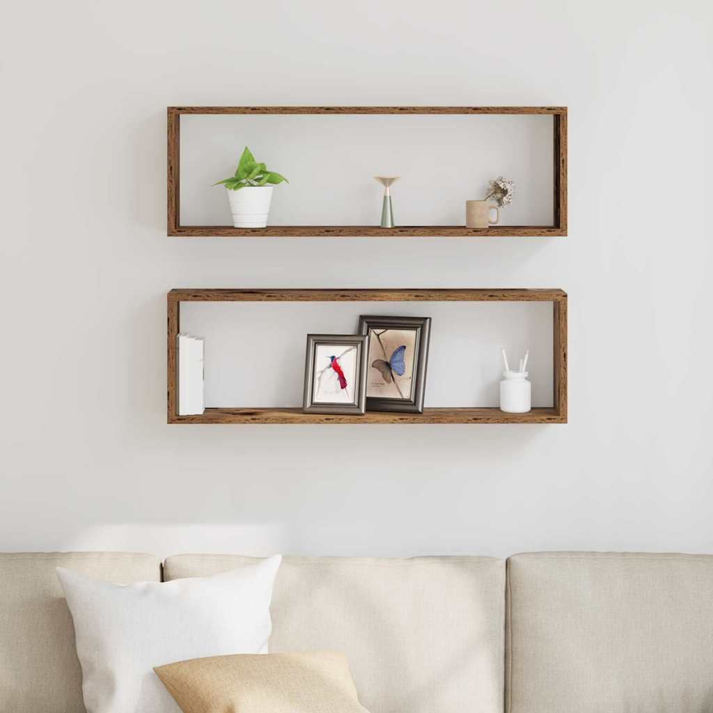 Mensola da Parete 2 pcs Legno Antico 80 x 15 x 26 cm
