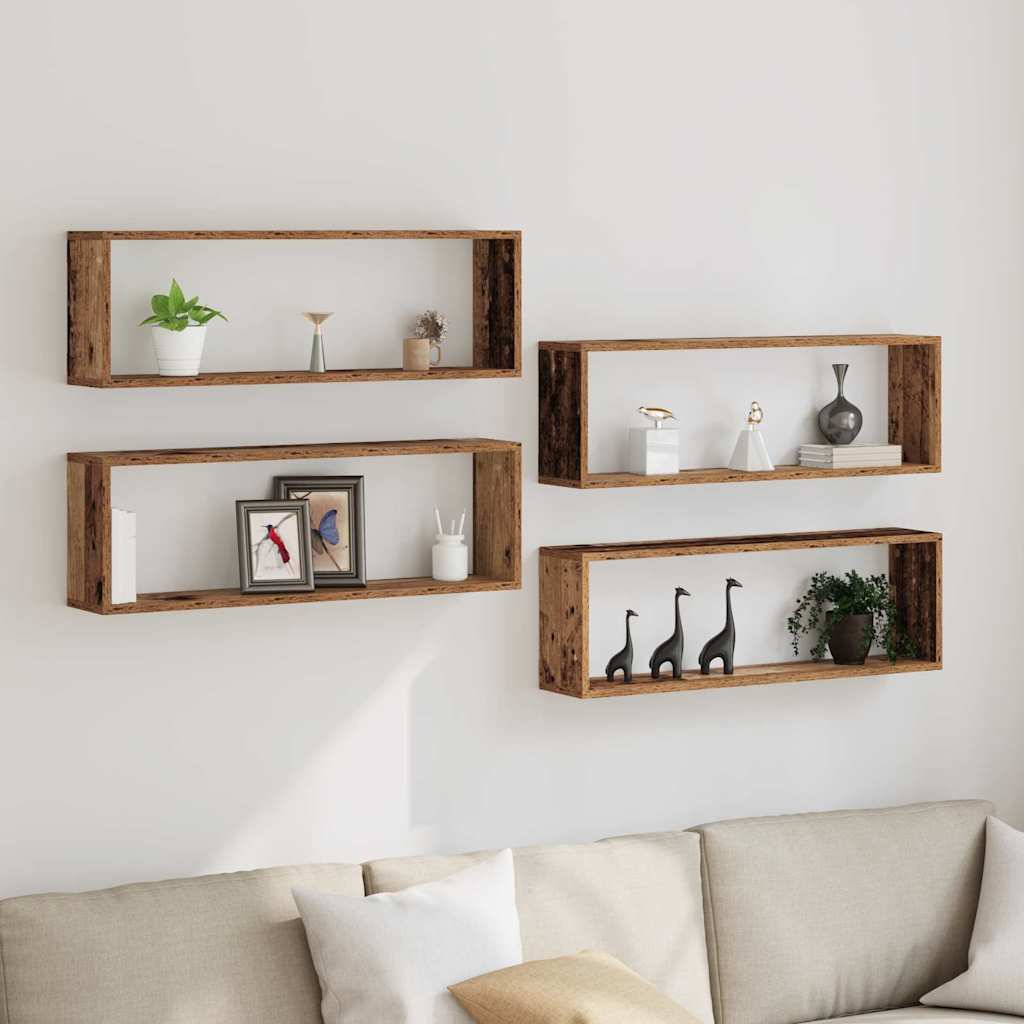 Scaffali da parete 4 pcs Legno vecchio 80 x 15 x 26 cm