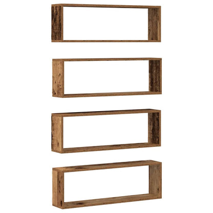 Scaffali da parete 4 pcs Legno vecchio 80 x 15 x 26 cm