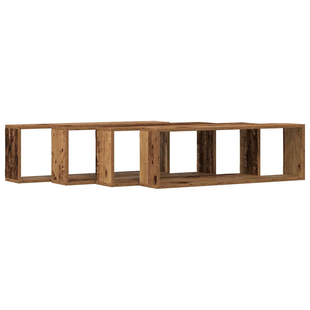Mensola da Parete 4 pcs Legno Antico 80 x 15 x 26 cm