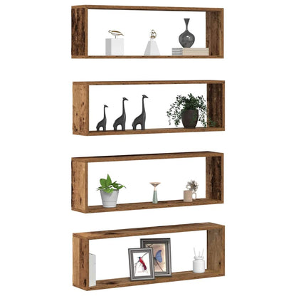 Scaffali da parete 4 pcs Legno vecchio 80 x 15 x 26 cm