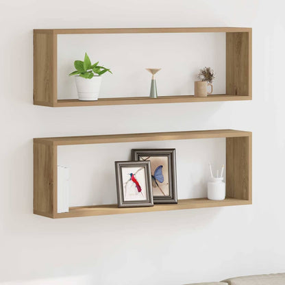 Scaffali da parete 2 pcs Rovere Artigianale 80 x 15 x 26 cm