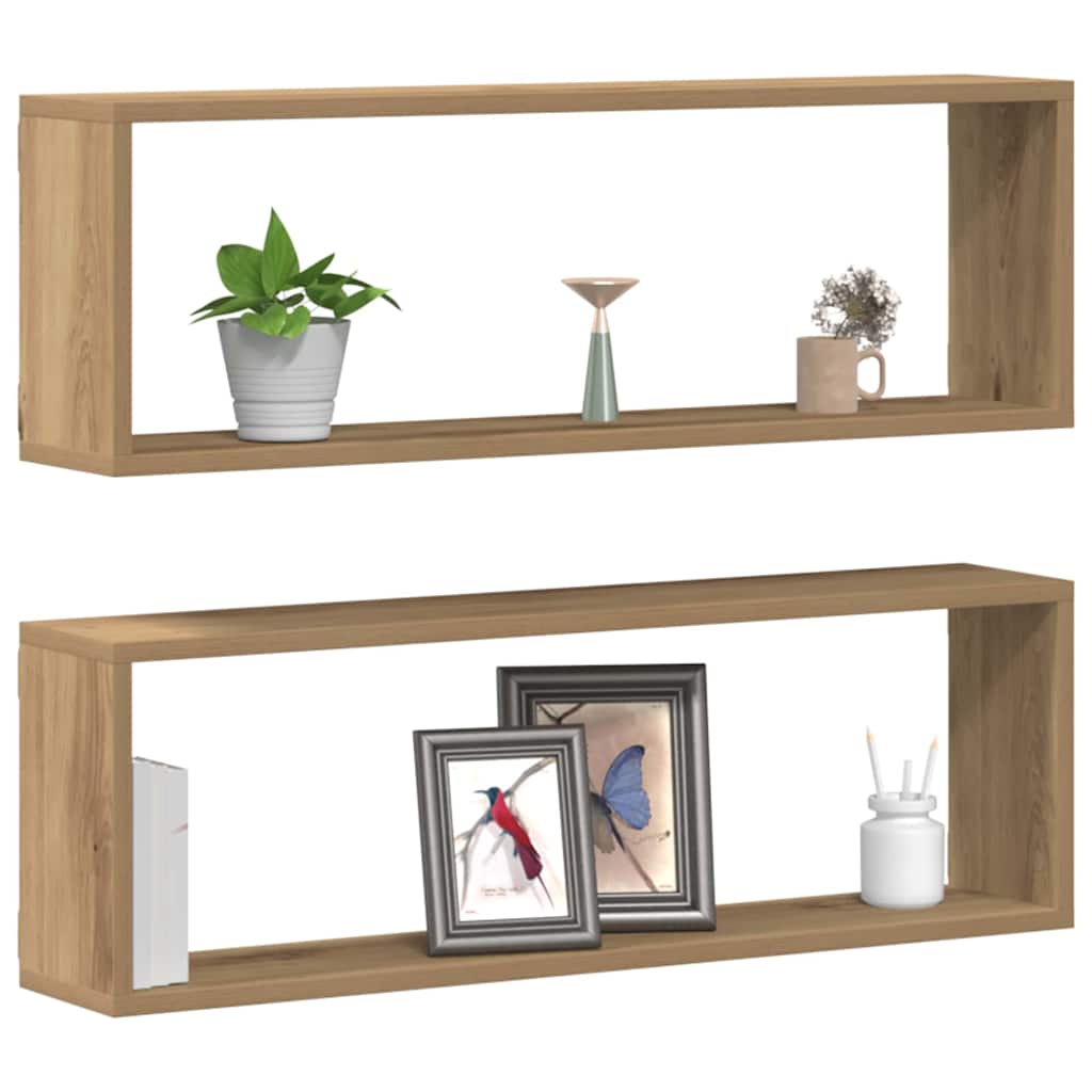 Scaffali da parete 2 pcs Rovere Artigianale 80 x 15 x 26 cm