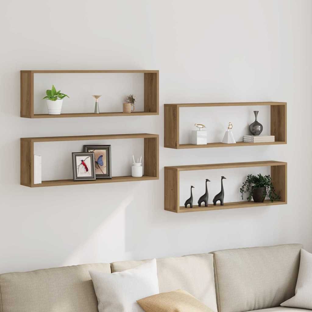 Scaffali da parete 4 pcs Rovere Artigianale 80 x 15 x 26 cm