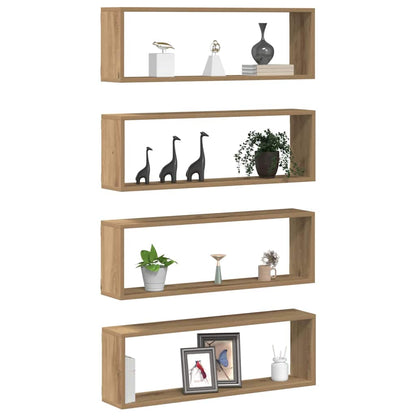 Scaffali da parete 4 pcs Rovere Artigianale 80 x 15 x 26 cm