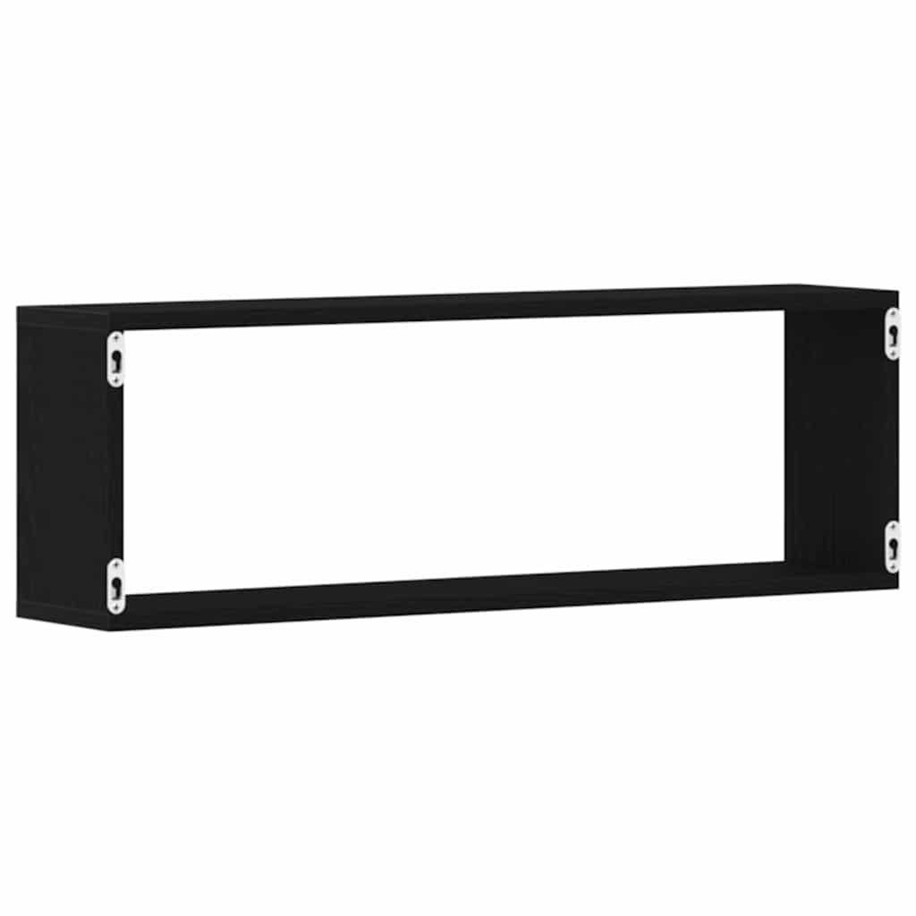 Scaffali da parete 2 pcs Rovere Nero 80 x 15 x 26 cm