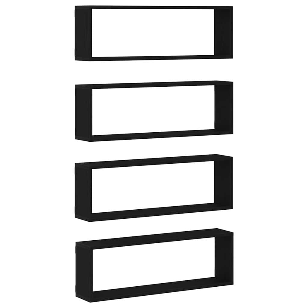 Scaffali da parete 4 pcs Rovere Nero 80 x 15 x 26 cm | homemem39