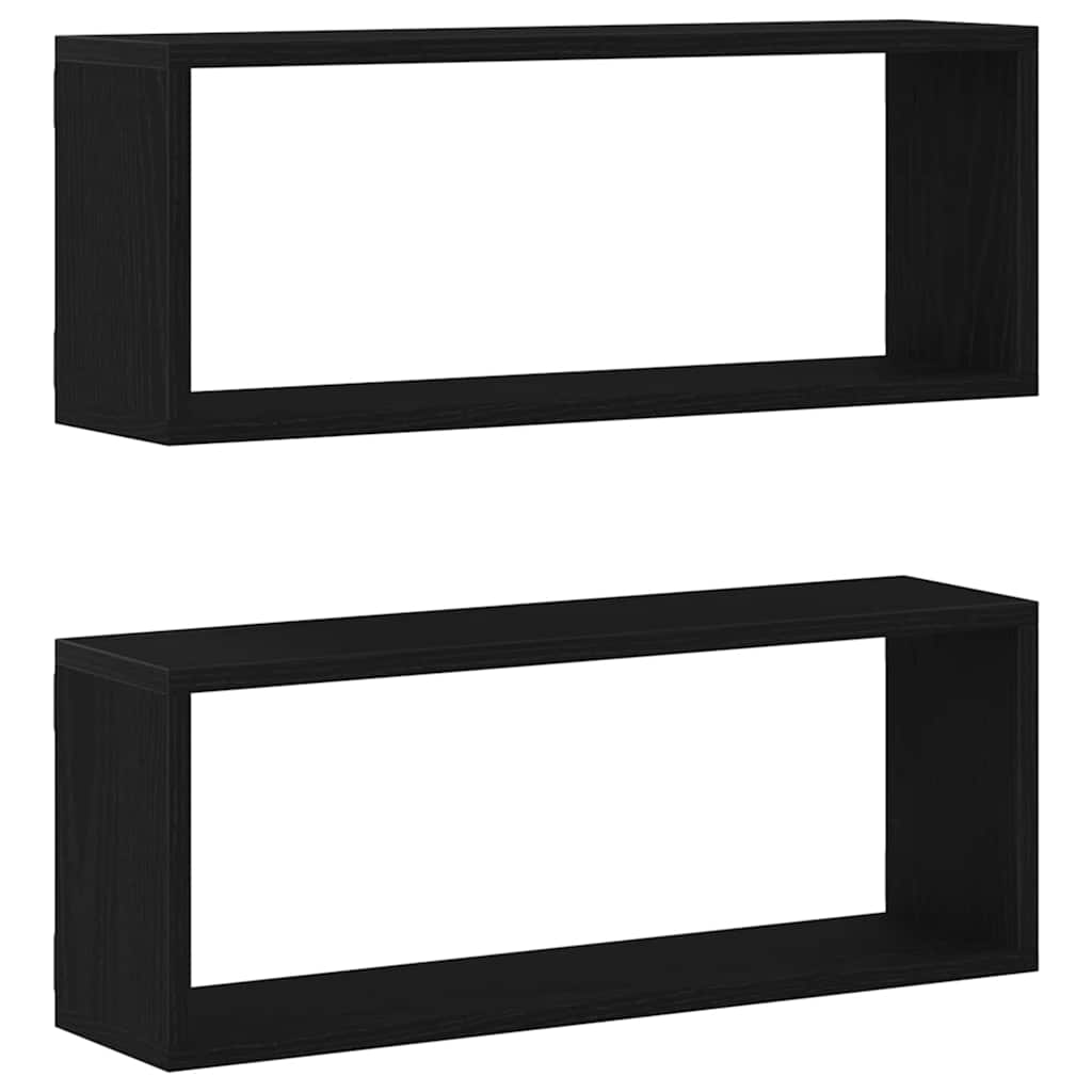 Scaffali da parete 2 pcs Rovere Nero 60 x 15 x 23 cm | homemem39