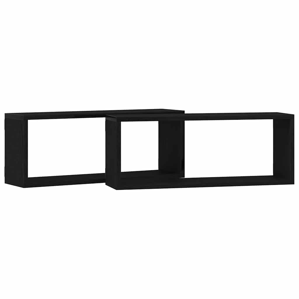 Scaffali da parete 2 pcs Rovere Nero 60 x 15 x 23 cm | homemem39