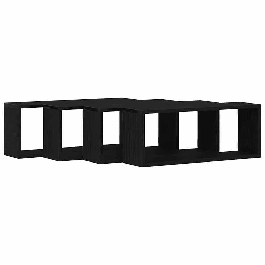 Scaffali da parete 4 pcs Rovere Nero 60 x 15 x 23 cm | homemem39