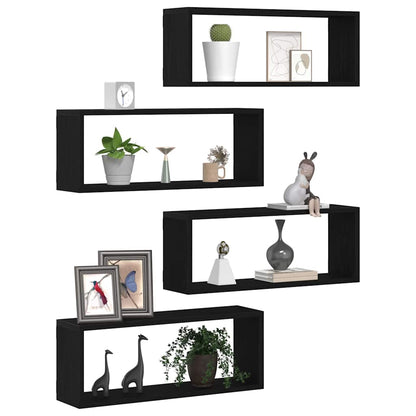 Scaffali da parete 4 pcs Rovere Nero 60 x 15 x 23 cm | homemem39