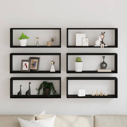 Scaffali da parete 6 pcs Rovere Nero 60 x 15 x 23 cm | homemem39