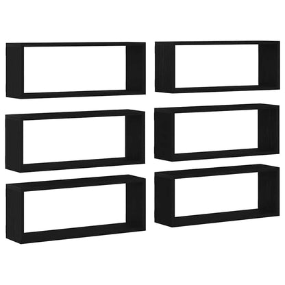 Scaffali da parete 6 pcs Rovere Nero 60 x 15 x 23 cm | homemem39
