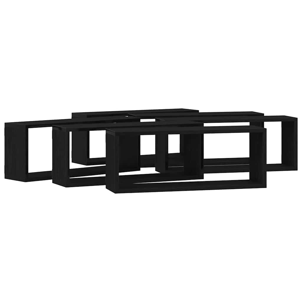 Scaffali da parete 6 pcs Rovere Nero 60 x 15 x 23 cm | homemem39